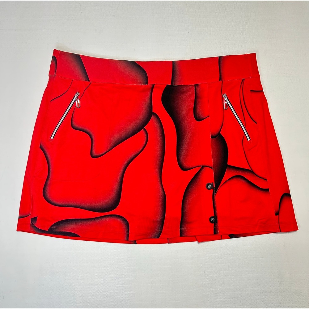 Jamie Sadock Skort XXL Red Black Abstract Golf SPF 50 Performance Zip Pockets